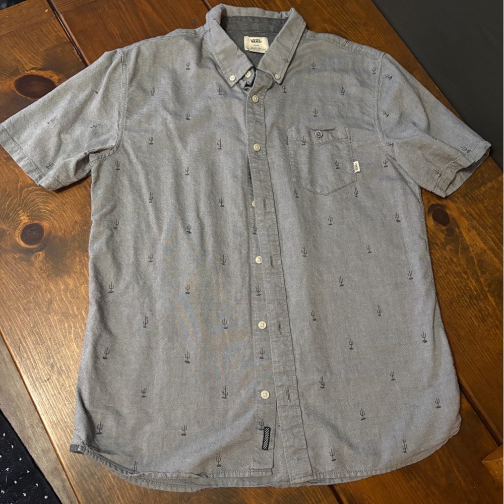 Vans Off The Wall Gray Cactus Button-Up Shirt
